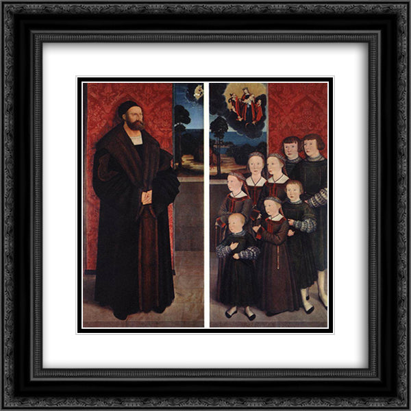 Portrait of Conrad Rehlinger and his Children 20x20 Black Ornate Wood Framed Art Print Poster with Double Matting by Strigel, Bernhard