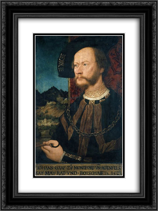 Portrait of Count Johann II, Count of Montfort and Rothenfels 18x24 Black Ornate Wood Framed Art Print Poster with Double Matting by Strigel, Bernhard