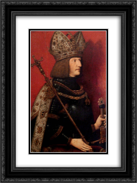 Portrait of Maximilian I (1459-1519) 18x24 Black Ornate Wood Framed Art Print Poster with Double Matting by Strigel, Bernhard