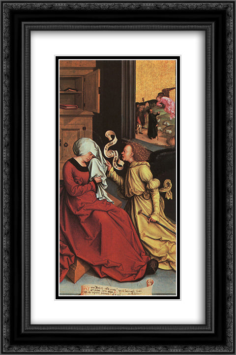 The Announcement to Anne and Joachim 16x24 Black Ornate Wood Framed Art Print Poster with Double Matting by Strigel, Bernhard