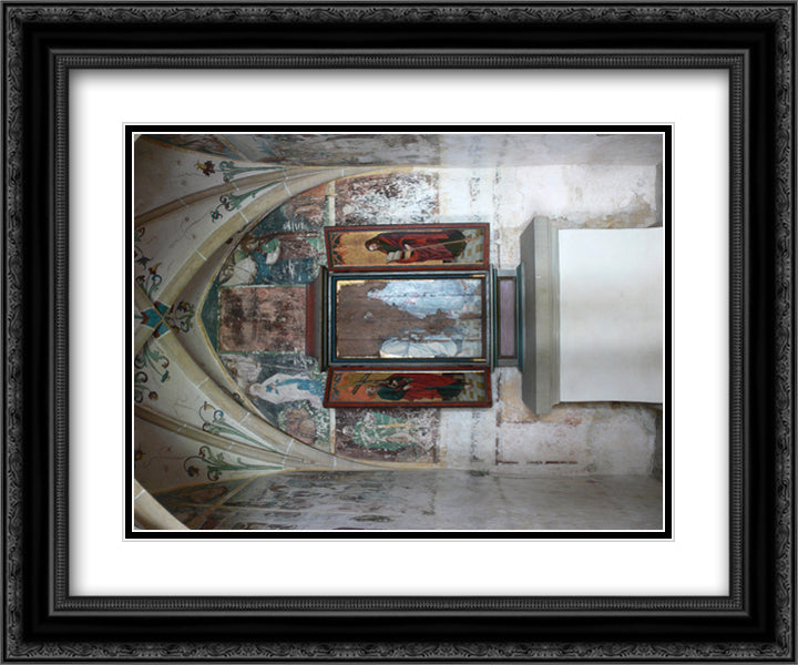 Triptych Inner left Wing St. Philip, St. James the Great Right 24x20 Black Ornate Wood Framed Art Print Poster with Double Matting by Strigel, Bernhard