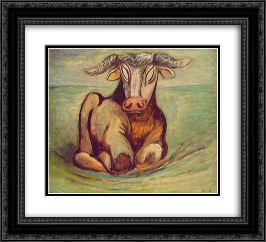 Bull I 22x20 Black Ornate Wood Framed Art Print Poster with Double Matting by Por, Bertalan
