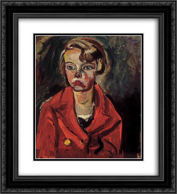 Child in Red Coat 20x22 Black Ornate Wood Framed Art Print Poster with Double Matting by Por, Bertalan