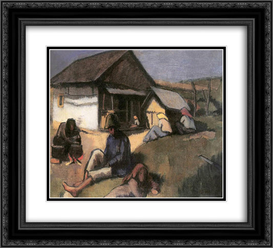 Gypsies 22x20 Black Ornate Wood Framed Art Print Poster with Double Matting by Por, Bertalan