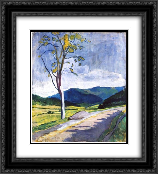 Landscape 20x22 Black Ornate Wood Framed Art Print Poster with Double Matting by Por, Bertalan