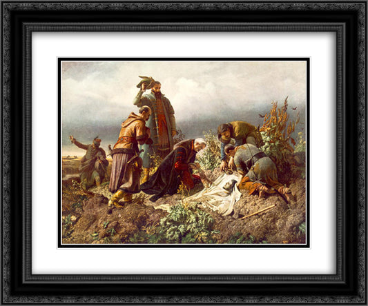 Discovery of the Body of King Louis the Second 24x20 Black Ornate Wood Framed Art Print Poster with Double Matting by Szekely, Bertalan