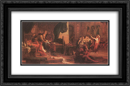 King Laszlo V and Ulrik Cillei 24x16 Black Ornate Wood Framed Art Print Poster with Double Matting by Szekely, Bertalan