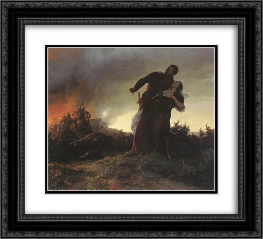 Mihaly Dobozi and his Wife 22x20 Black Ornate Wood Framed Art Print Poster with Double Matting by Szekely, Bertalan