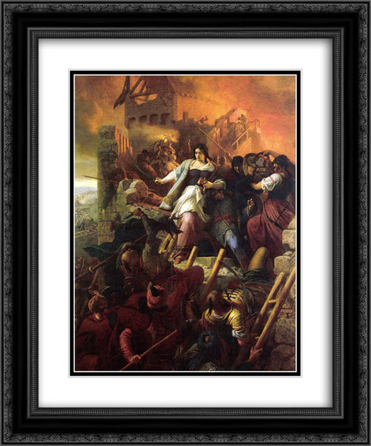 Women of Eger 20x24 Black Ornate Wood Framed Art Print Poster with Double Matting by Szekely, Bertalan