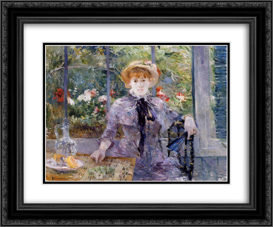 After Luncheon 24x20 Black Ornate Wood Framed Art Print Poster with Double Matting by Morisot, Berthe