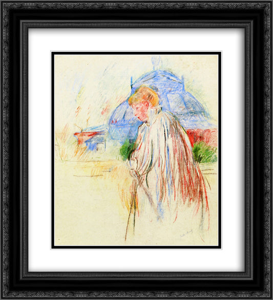 At the Exposition Palace 20x22 Black Ornate Wood Framed Art Print Poster with Double Matting by Morisot, Berthe