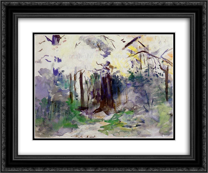 Autumn in the Bois de Boulogne 24x20 Black Ornate Wood Framed Art Print Poster with Double Matting by Morisot, Berthe
