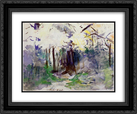 Autumn in the Bois de Boulogne 24x20 Black Ornate Wood Framed Art Print Poster with Double Matting by Morisot, Berthe
