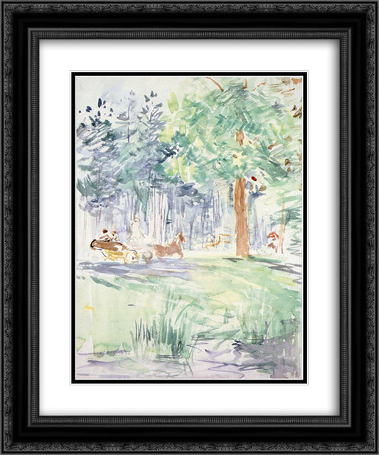 Carriage in the Bois de Boulogne 20x24 Black Ornate Wood Framed Art Print Poster with Double Matting by Morisot, Berthe