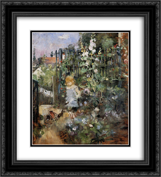 Child in the Rose Garden 20x22 Black Ornate Wood Framed Art Print Poster with Double Matting by Morisot, Berthe