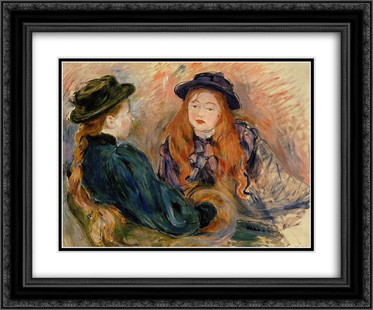 Conversation 24x20 Black Ornate Wood Framed Art Print Poster with Double Matting by Morisot, Berthe