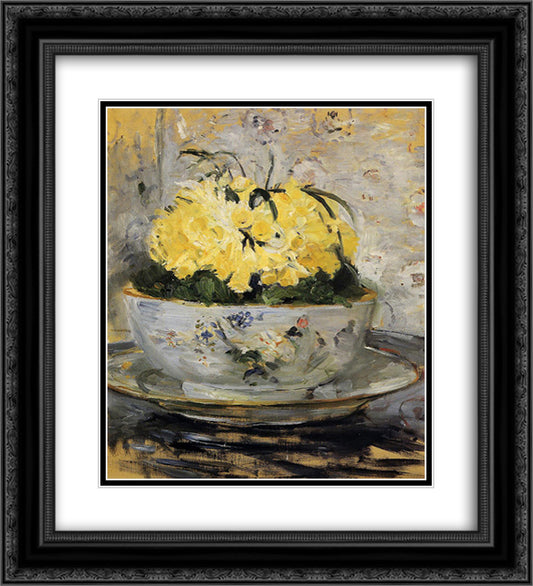 Daffodils 20x22 Black Ornate Wood Framed Art Print Poster with Double Matting by Morisot, Berthe