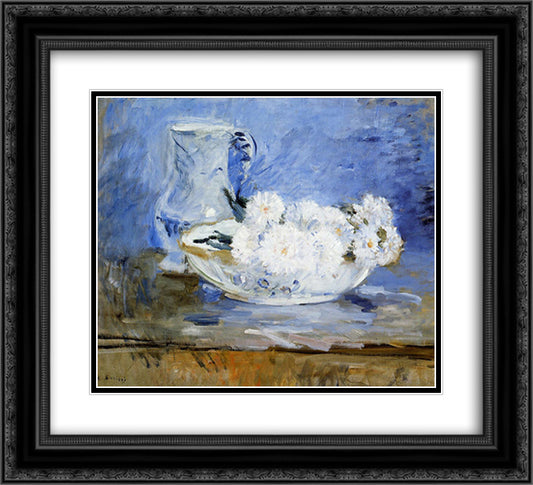 Daisies 22x20 Black Ornate Wood Framed Art Print Poster with Double Matting by Morisot, Berthe