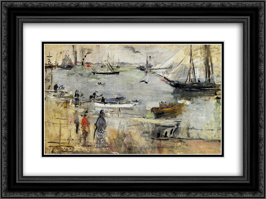 English Seascape 24x18 Black Ornate Wood Framed Art Print Poster with Double Matting by Morisot, Berthe