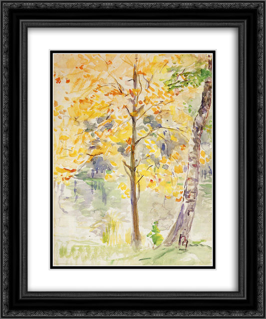 Fall Colors in the Bois de Boulogne 20x24 Black Ornate Wood Framed Art Print Poster with Double Matting by Morisot, Berthe