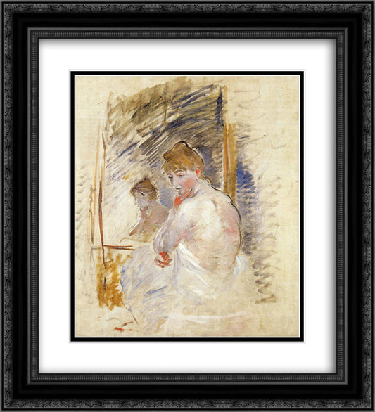 Getting out of Bed 20x22 Black Ornate Wood Framed Art Print Poster with Double Matting by Morisot, Berthe
