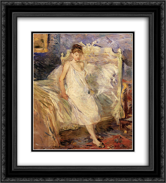 Getting Up 20x22 Black Ornate Wood Framed Art Print Poster with Double Matting by Morisot, Berthe