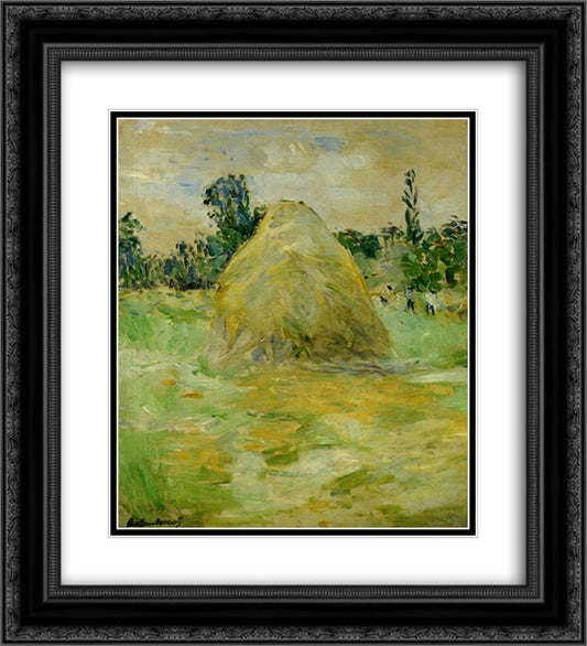 Haystack 20x22 Black Ornate Wood Framed Art Print Poster with Double Matting by Morisot, Berthe