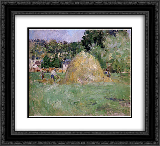 Haystacks at Bougival 22x20 Black Ornate Wood Framed Art Print Poster with Double Matting by Morisot, Berthe