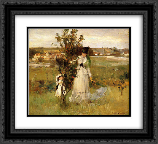 Hide and Seek 22x20 Black Ornate Wood Framed Art Print Poster with Double Matting by Morisot, Berthe