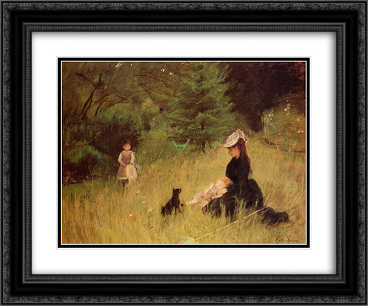 In a Park 24x20 Black Ornate Wood Framed Art Print Poster with Double Matting by Morisot, Berthe