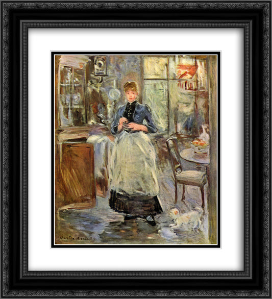 In the Dining Room 20x22 Black Ornate Wood Framed Art Print Poster with Double Matting by Morisot, Berthe