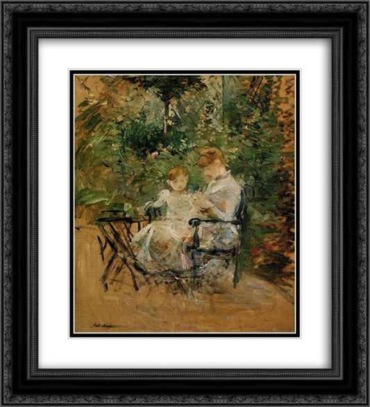 In the Garden 20x22 Black Ornate Wood Framed Art Print Poster with Double Matting by Morisot, Berthe