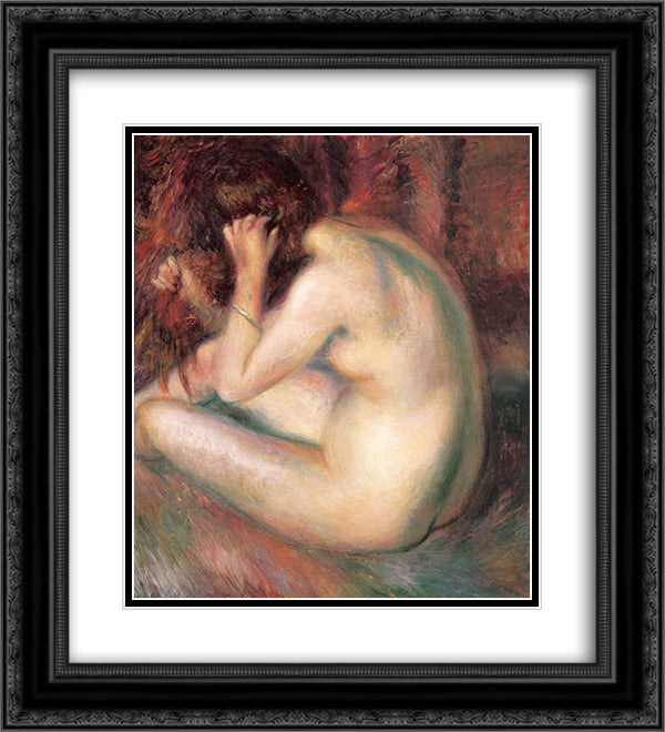 Back of nude 20x22 Black Ornate Wood Framed Art Print Poster with Double Matting by Glackens, William James