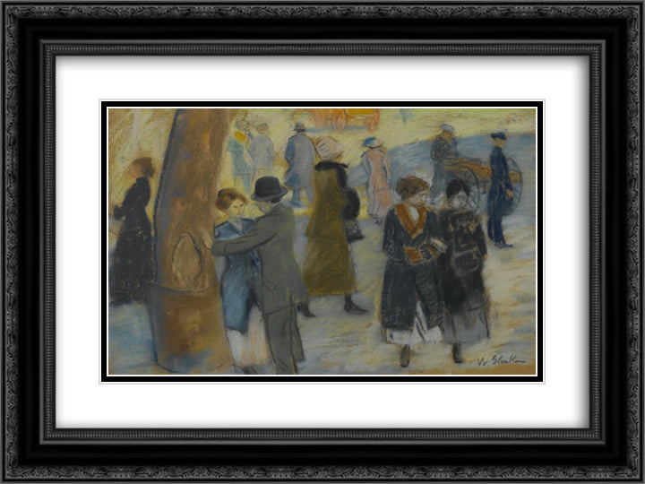 City Scene 24x18 Black Ornate Wood Framed Art Print Poster with Double Matting by Glackens, William James
