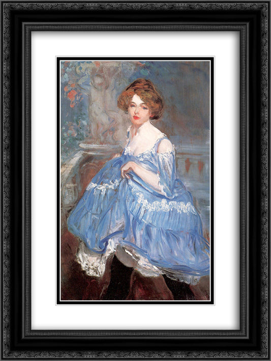 Dancer in blue 18x24 Black Ornate Wood Framed Art Print Poster with Double Matting by Glackens, William James