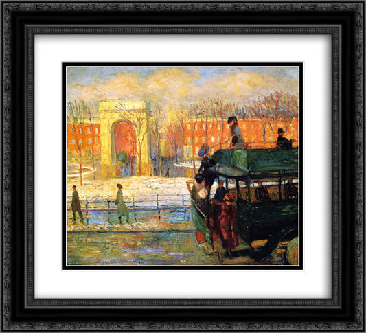 Descending from the Bus 22x20 Black Ornate Wood Framed Art Print Poster with Double Matting by Glackens, William James