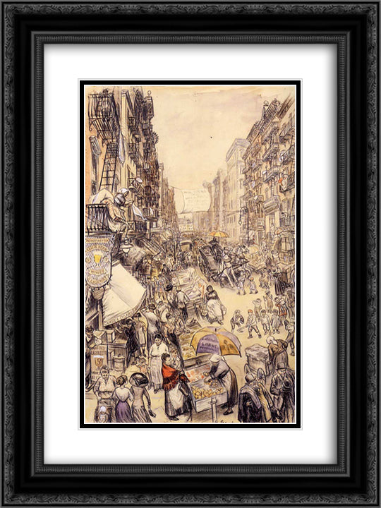 Far from the Fresh Farm Air 18x24 Black Ornate Wood Framed Art Print Poster with Double Matting by Glackens, William James