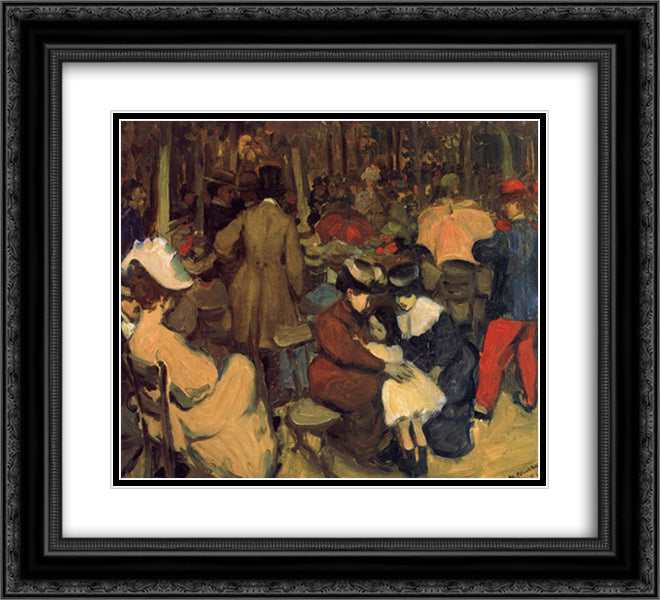Figures in a Park, Paris 22x20 Black Ornate Wood Framed Art Print Poster with Double Matting by Glackens, William James