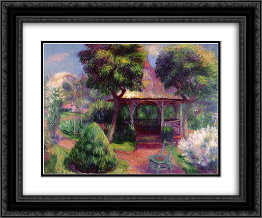 Garden in Hartford 24x20 Black Ornate Wood Framed Art Print Poster with Double Matting by Glackens, William James