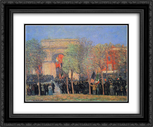 Italo-American Celebration, Washington Square 24x20 Black Ornate Wood Framed Art Print Poster with Double Matting by Glackens, William James