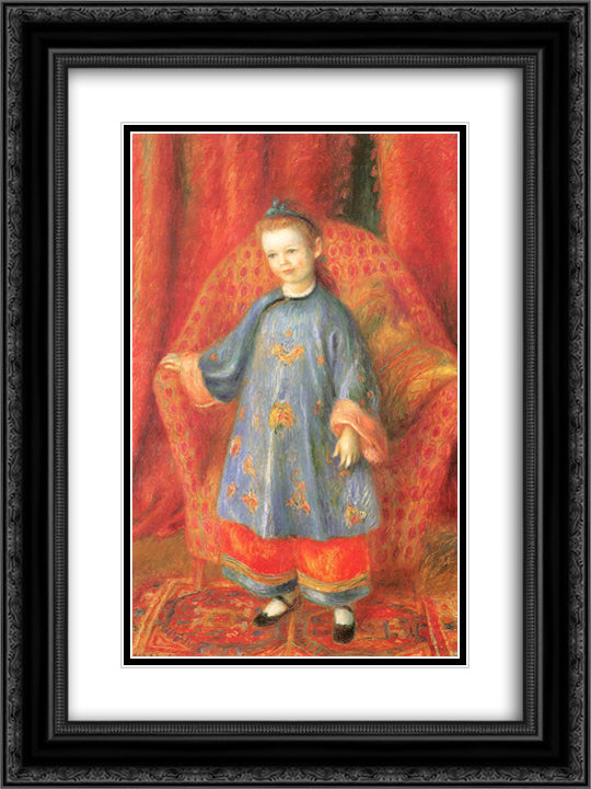 Lenna, the Artist's Daughter, in a Chinese Costume 18x24 Black Ornate Wood Framed Art Print Poster with Double Matting by Glackens, William James