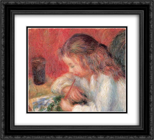 Lenna Painting (The Artist's Daughter) 22x20 Black Ornate Wood Framed Art Print Poster with Double Matting by Glackens, William James