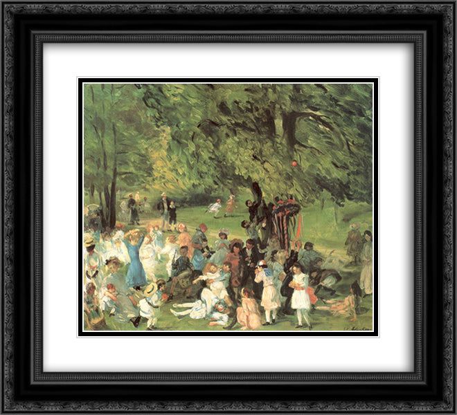 May Day in Central Park 22x20 Black Ornate Wood Framed Art Print Poster with Double Matting by Glackens, William James