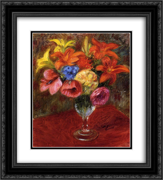 Poppies, Lilies and Blue Flowers 20x22 Black Ornate Wood Framed Art Print Poster with Double Matting by Glackens, William James