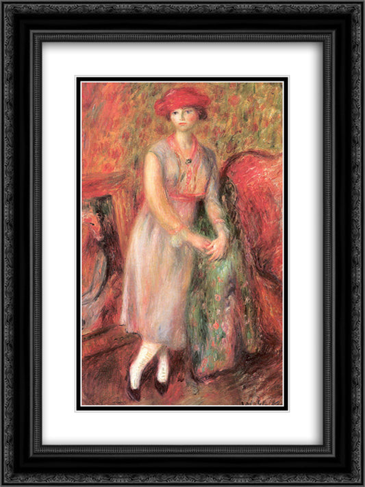 Standing girl with white spats 18x24 Black Ornate Wood Framed Art Print Poster with Double Matting by Glackens, William James