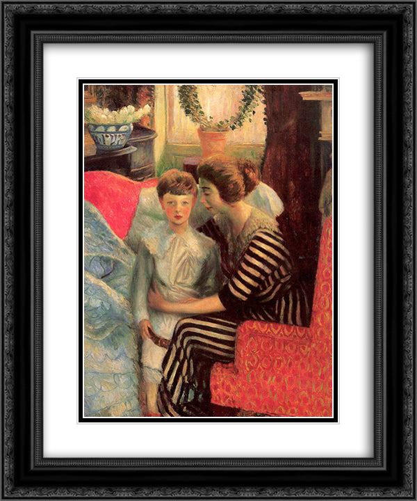 The artist's wife and son 20x24 Black Ornate Wood Framed Art Print Poster with Double Matting by Glackens, William James