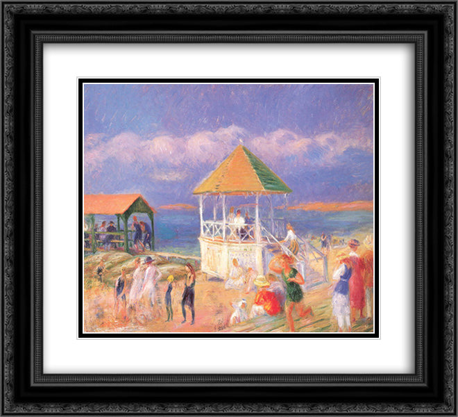 The Bandstand 22x20 Black Ornate Wood Framed Art Print Poster with Double Matting by Glackens, William James
