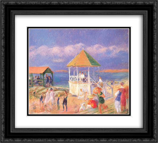 The Bandstand 22x20 Black Ornate Wood Framed Art Print Poster with Double Matting by Glackens, William James