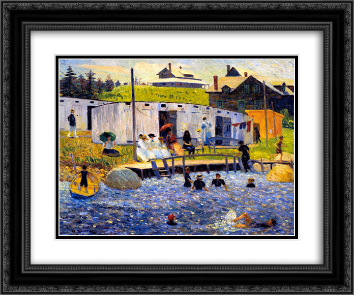 The Bathing Hour 24x20 Black Ornate Wood Framed Art Print Poster with Double Matting by Glackens, William James