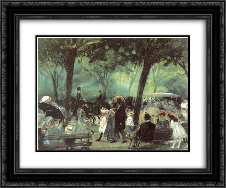 The Drive, Central Park 24x20 Black Ornate Wood Framed Art Print Poster with Double Matting by Glackens, William James